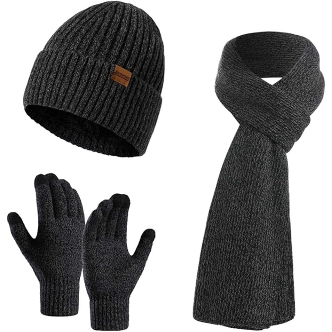 Men's Winter Beanie & Gloves Set - Victor-Dark Blue-Nora Luxe