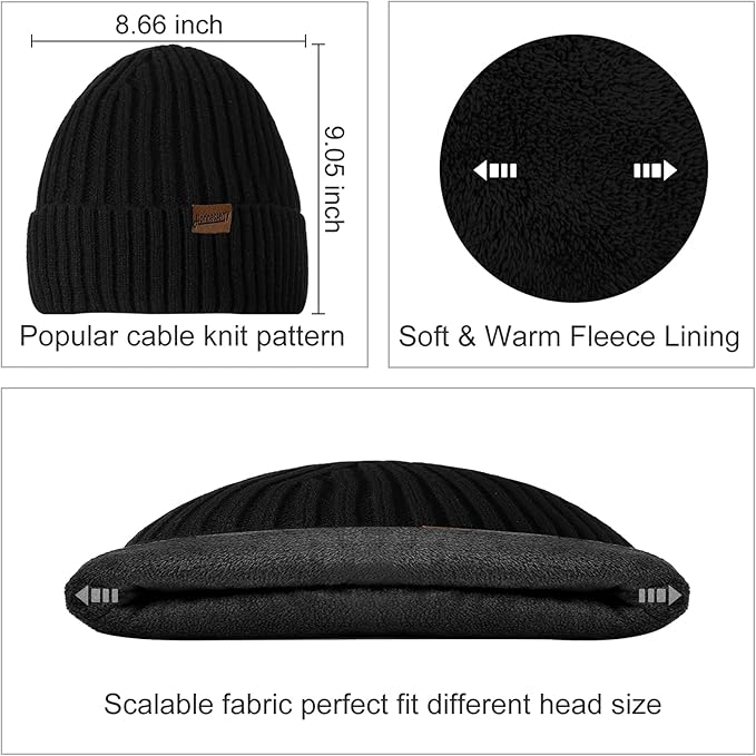 Men's Winter Beanie & Gloves Set - Victor-Dark Blue-Nora Luxe