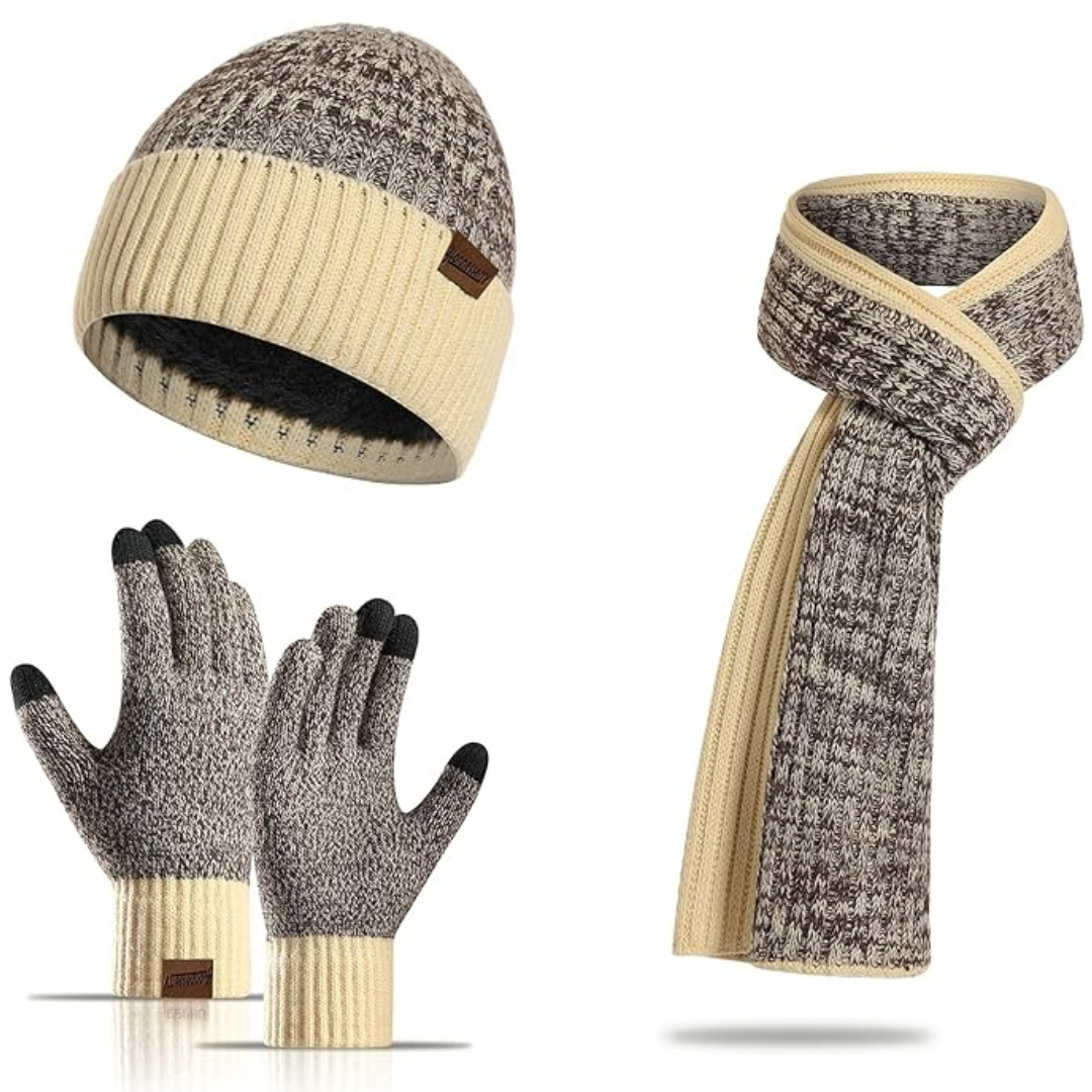 Men's Winter Beanie & Gloves Set - Victor-Dark Blue-Nora Luxe