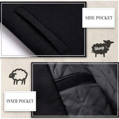 Men's Winter Trench Coat in Wool Blend - Liam-Black 1-XS-Nora Luxe