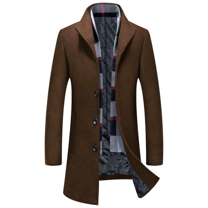 Men's Winter Trench Coat in Wool Blend - Liam-Brown-XS-Nora Luxe