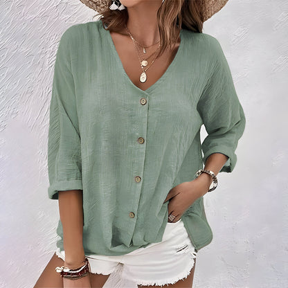 Classic Fit Women's V-Neck Shirt - Olytrend