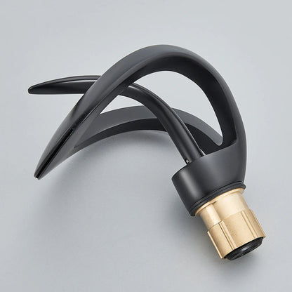 Messing Basin Mixer Tap with Waterfall Spout - Flowarc-Matte Black-The Livary