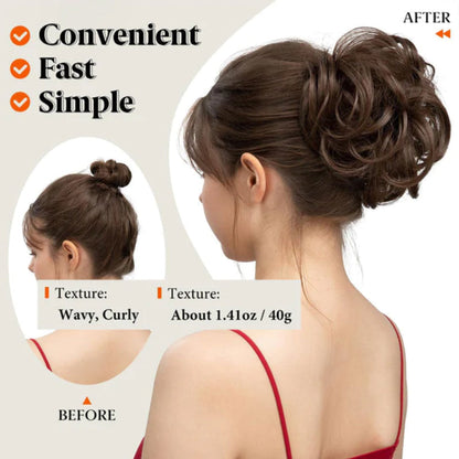 Messy Clip-in Bun with Side Clip – Elina-Black-Nora Luxe