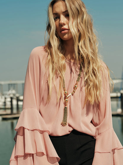 Chic Silver Beaded Drop Necklace