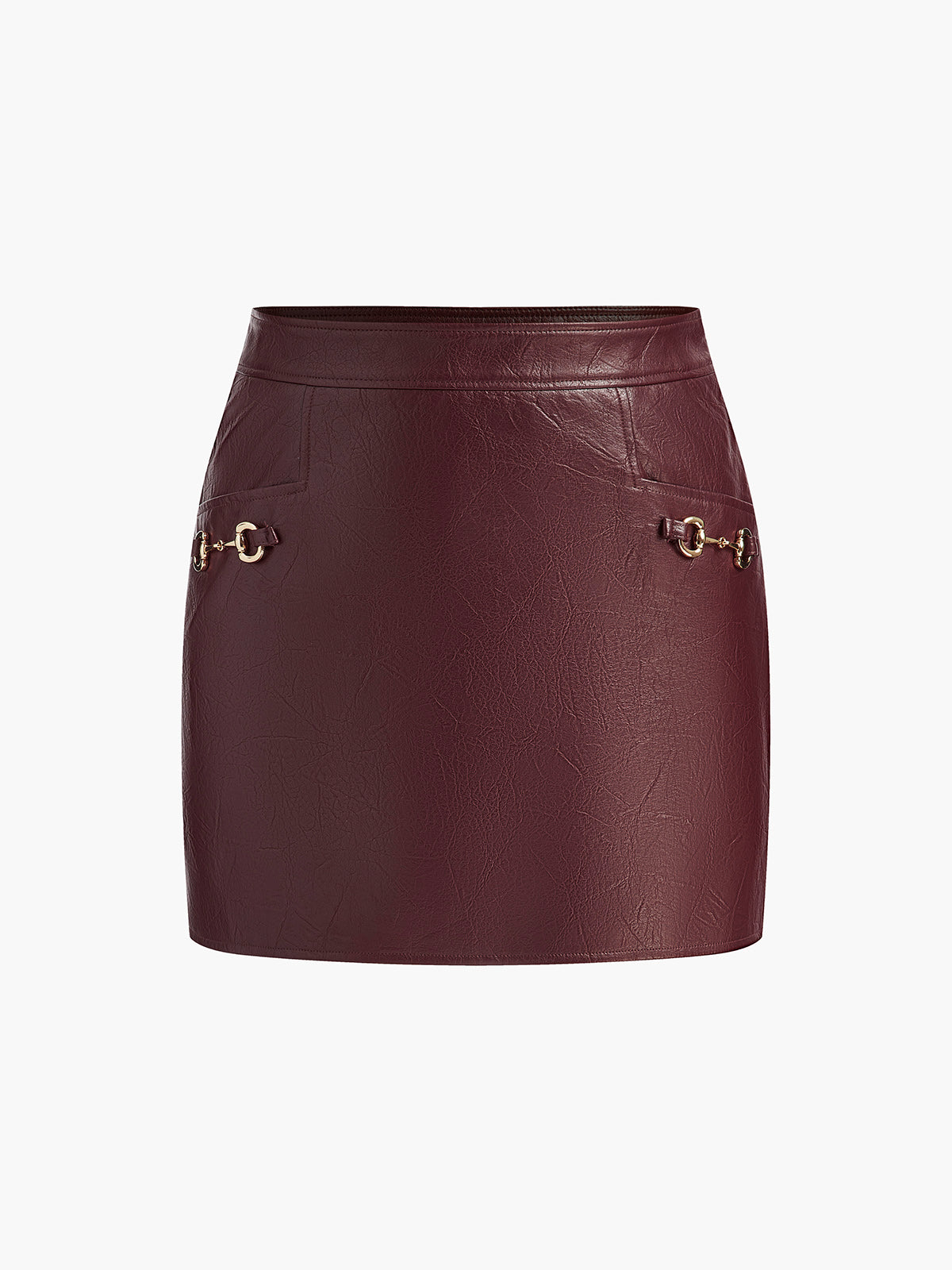 Edgy Stud Faux Leather Pencil Mini Skirt