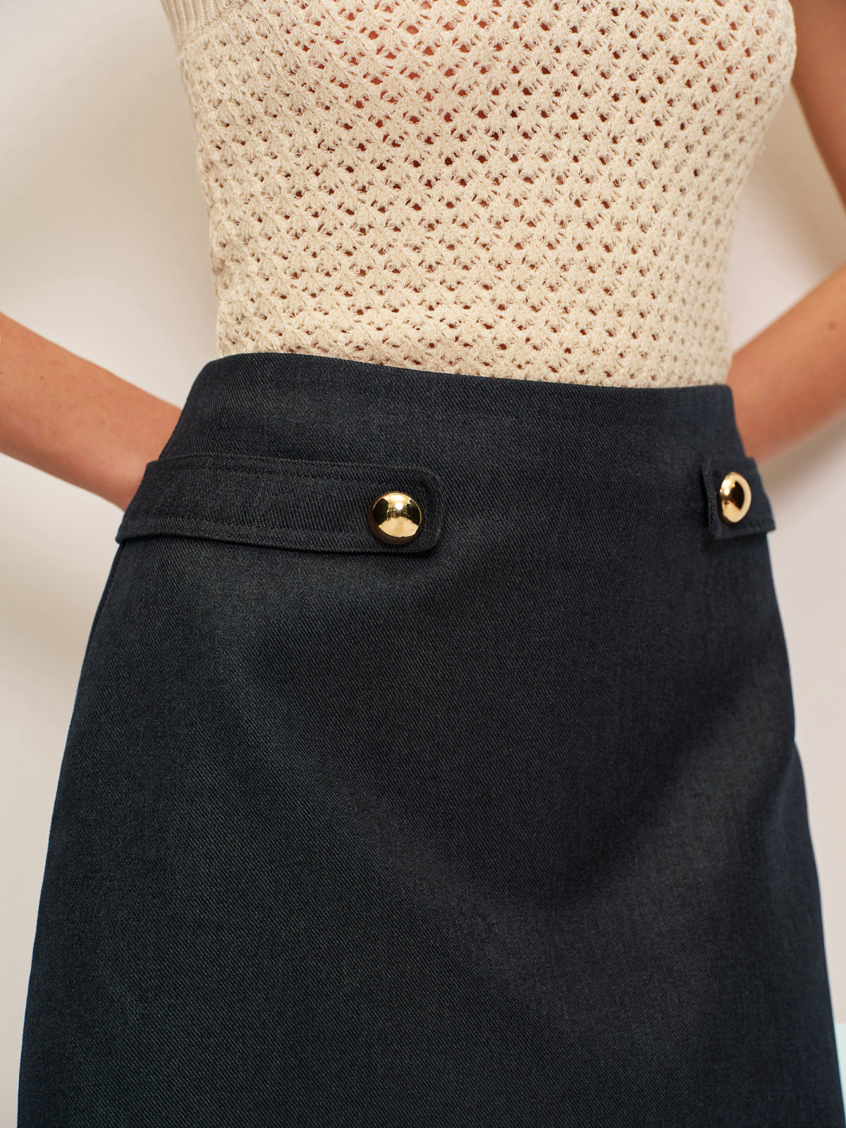 Feminine High Waist Metallic Skirt