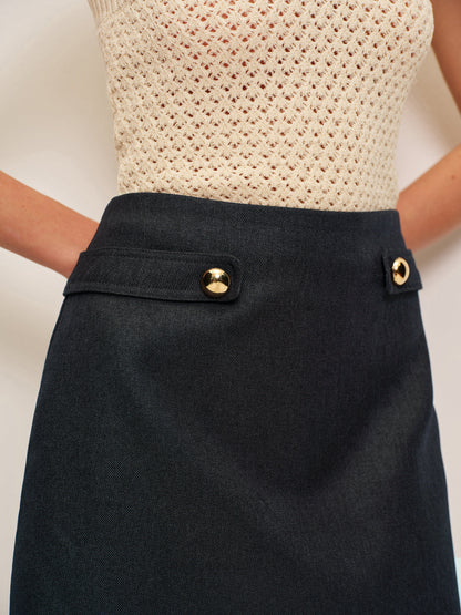 Feminine High Waist Metallic Skirt