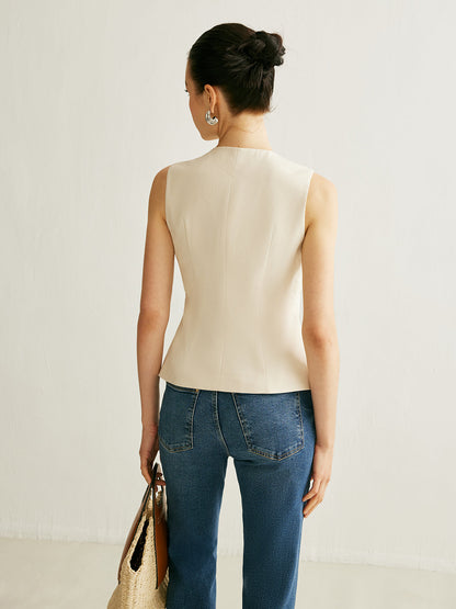 Edgy Buckle Open Front Vest