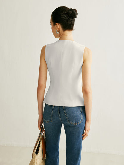 Edgy Buckle Open Front Vest