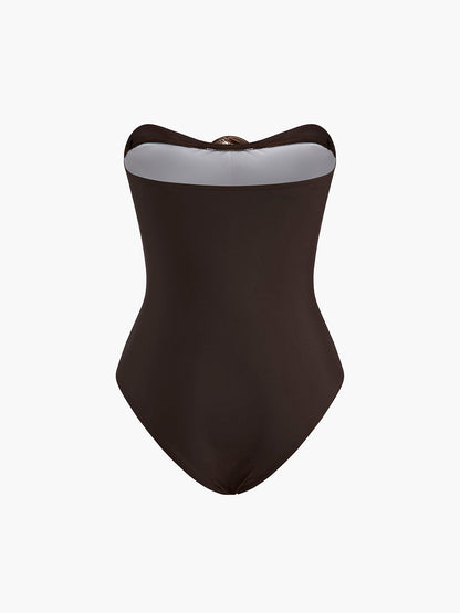 Sleek Hardware Accent Halter Neck Swimsuit