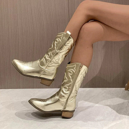 Metallic Cowboy Boots - Aurora-Gold-5-The Livary