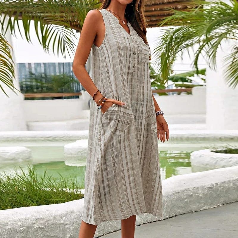 Image of Mia | Women's Sleeveless A-Line Midi Dress