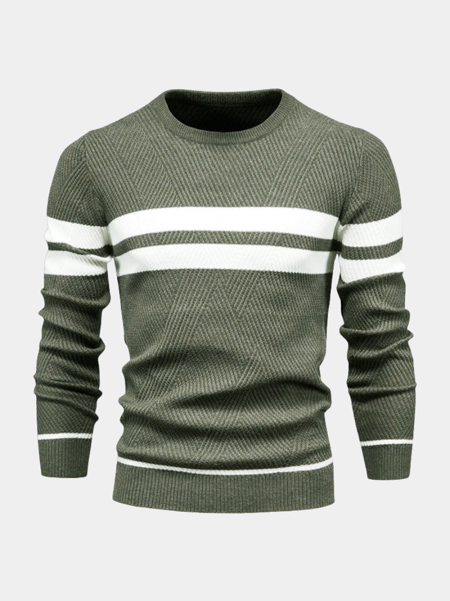 Classic Men's Horizontal Stripe Pullover Sweater - Olytrend