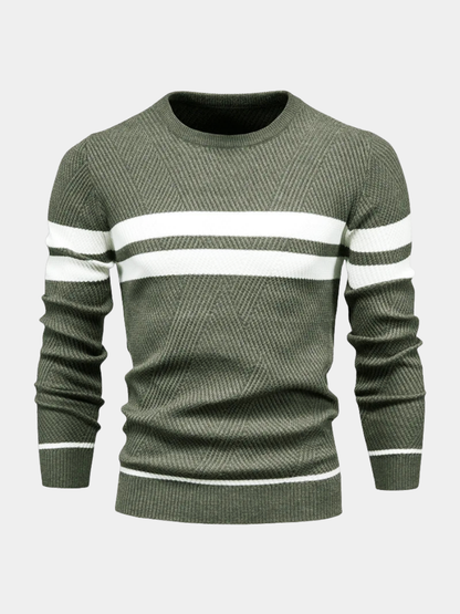 Classic Men's Horizontal Stripe Pullover Sweater - Olytrend