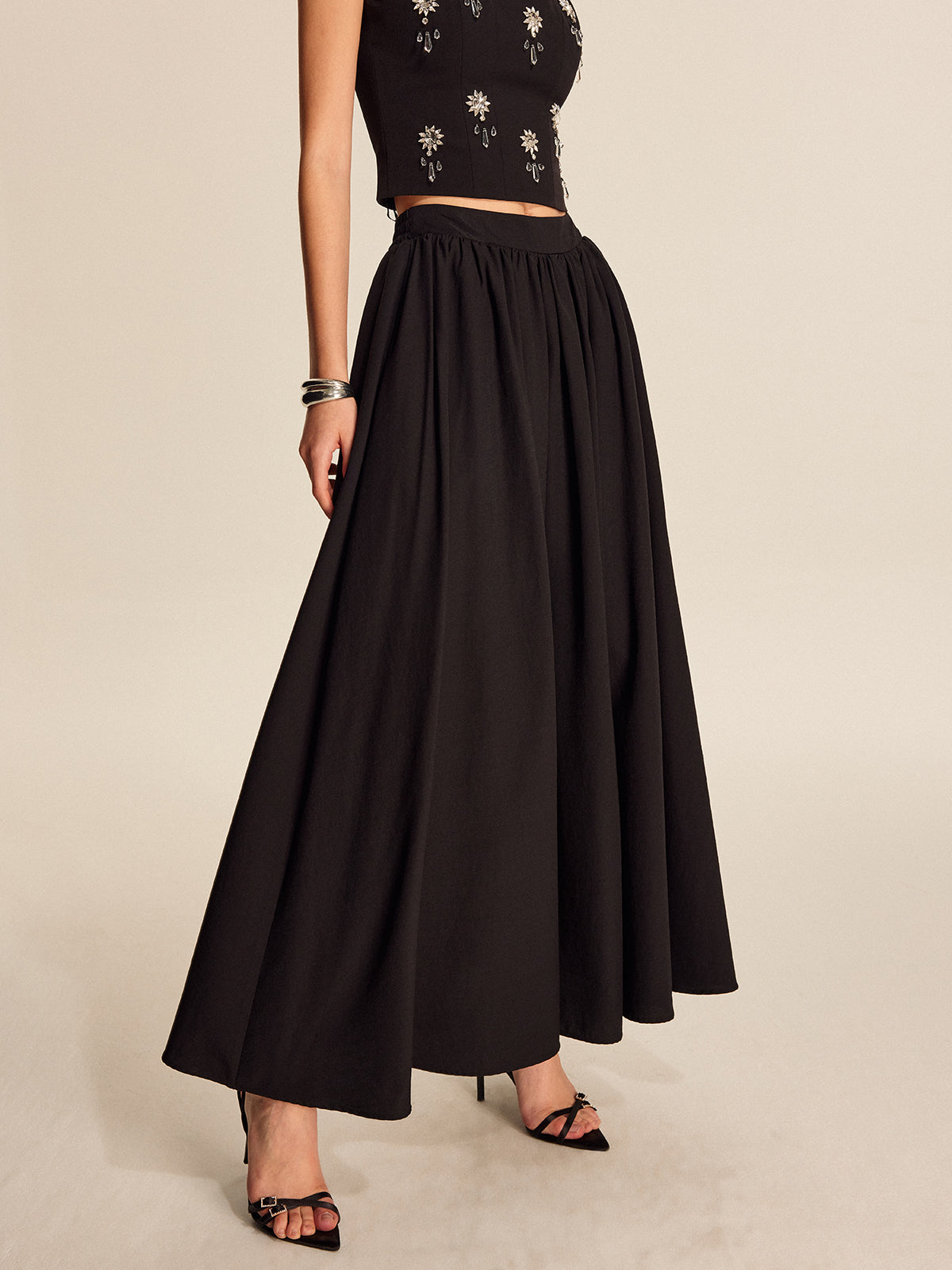 High Waist Flowy A-Line Skirt
