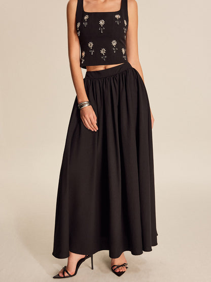 High Waist Flowy A-Line Skirt