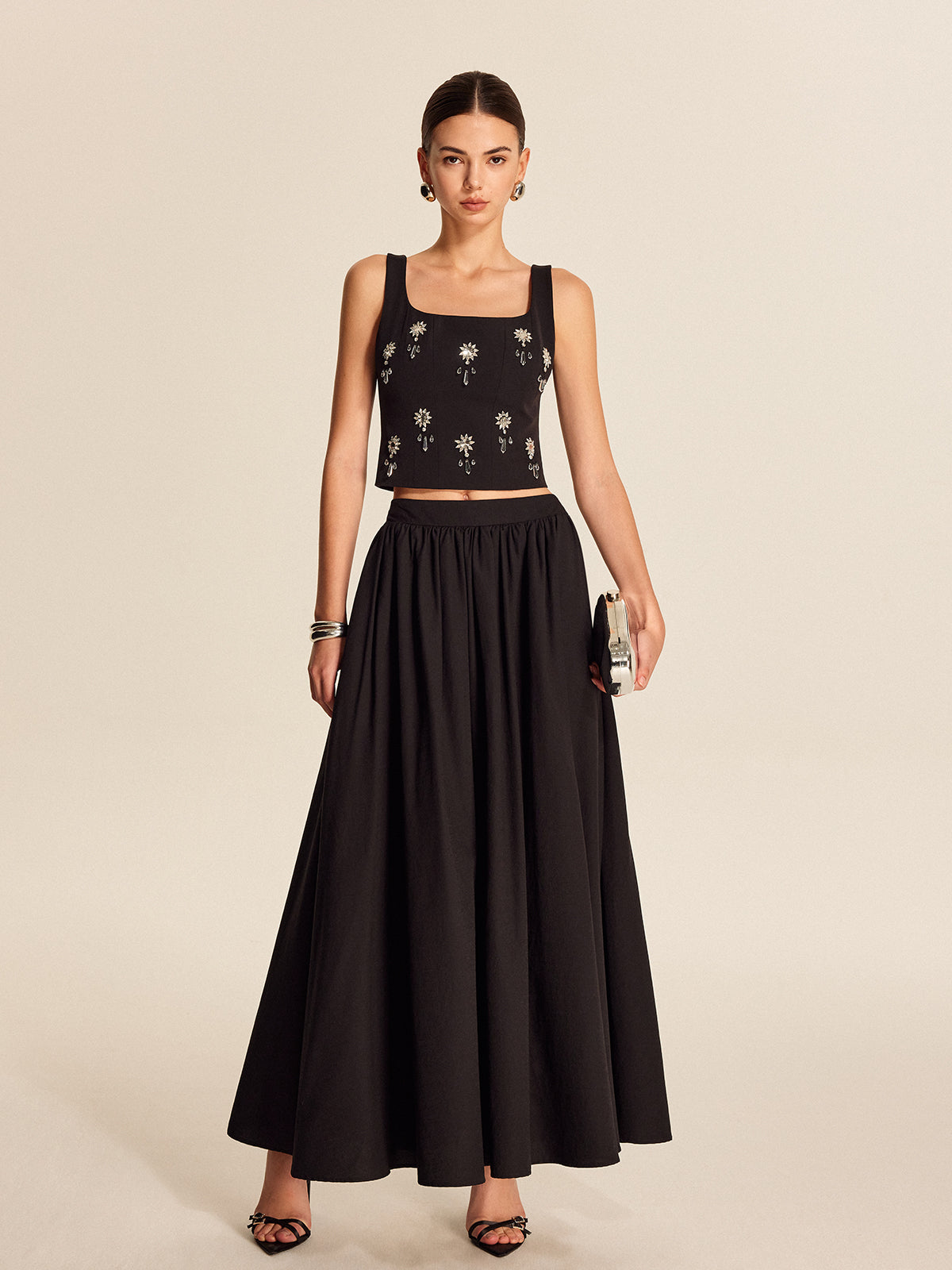 High Waist Flowy A-Line Skirt