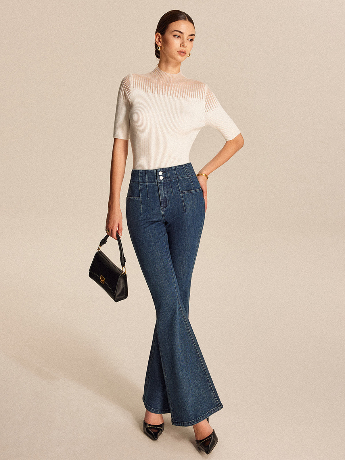 High-Waisted Classic Fit Wide Leg Jeans