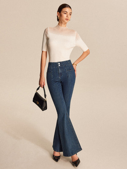 High-Waisted Classic Fit Wide Leg Jeans