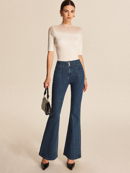 High-Waisted Classic Fit Wide Leg Jeans