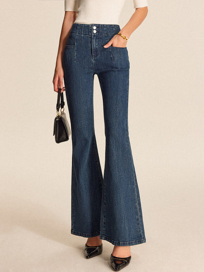 High-Waisted Classic Fit Wide Leg Jeans - Pexav
