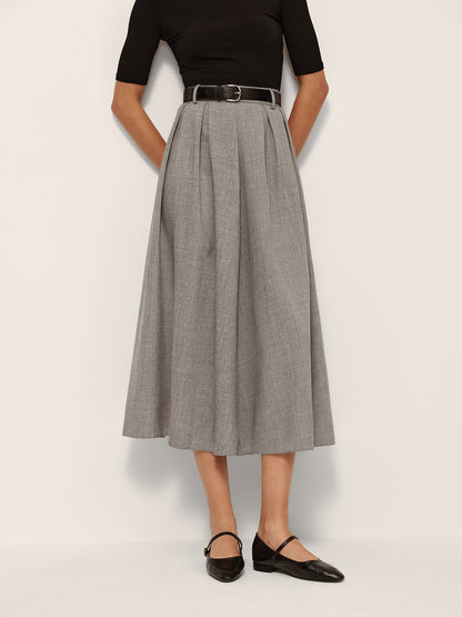 High Waisted Plaid Flared Skirt