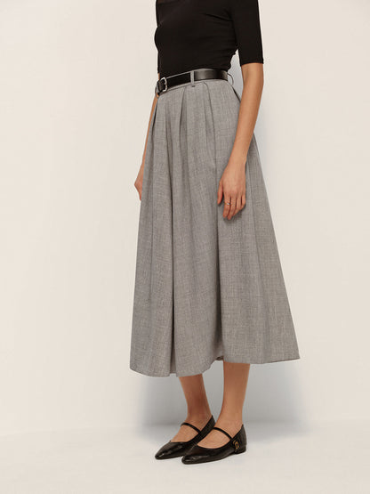 High Waisted Plaid Flared Skirt