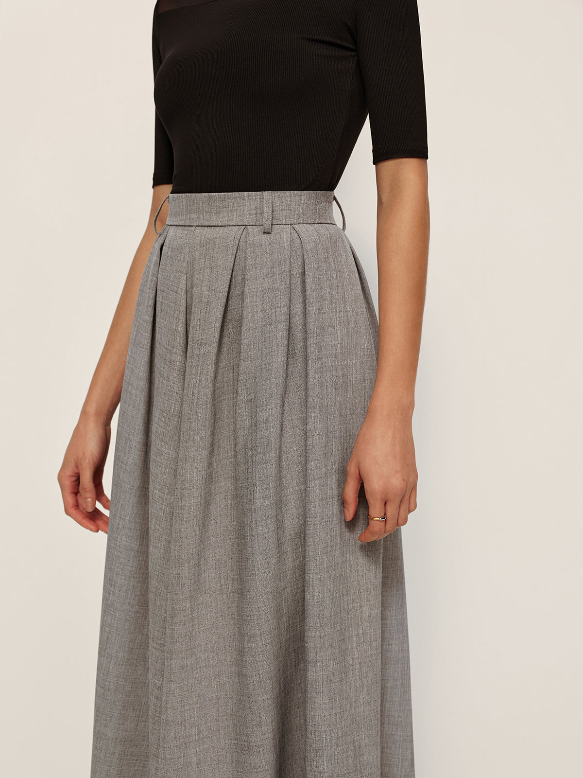 High Waisted Plaid Flared Skirt