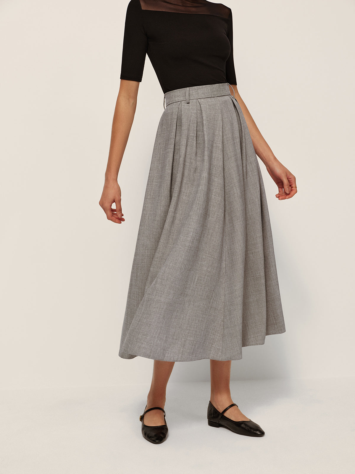 High Waisted Plaid Flared Skirt