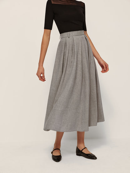 High Waisted Plaid Flared Skirt