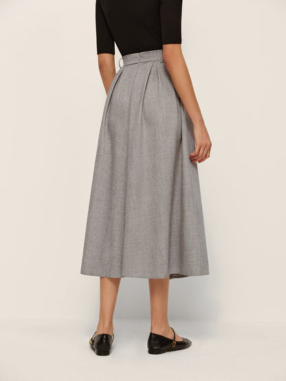High Waisted Plaid Flared Skirt