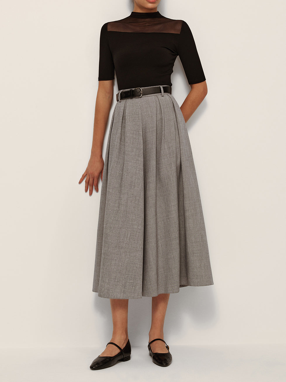 High Waisted Plaid Flared Skirt - Pexav