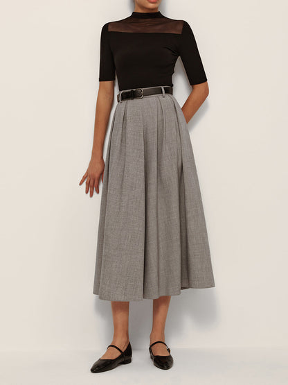 High Waisted Plaid Flared Skirt - Pexav