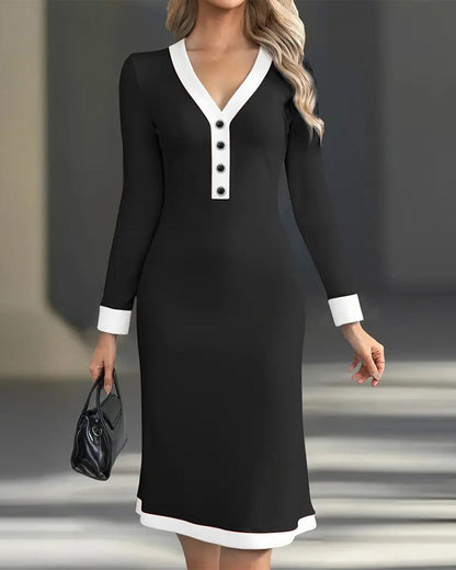 Image of Miley | Women's V-Neck Midi Dress