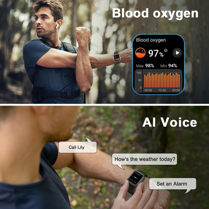 Military Smartwatch for Men with Fitness Tracker - Wayne-Black-Nora Luxe