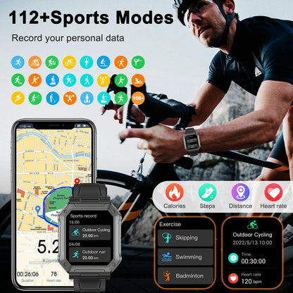 Military Smartwatch for Men with Fitness Tracker - Wayne-Black-Nora Luxe