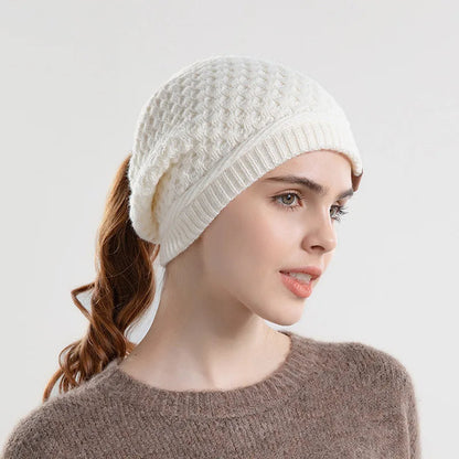 Soft Chunky Winter Ponytail Hat for Women