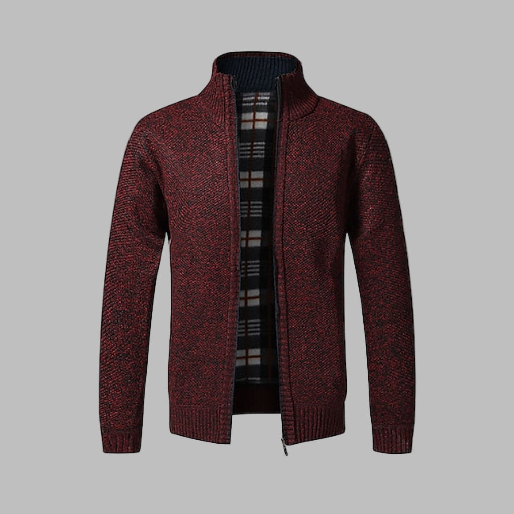 Fashionable Mens Zip Up Knit Sweater