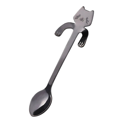 Mini Cat Spoon in Stainless Steel - Whiskra-Black-The Livary