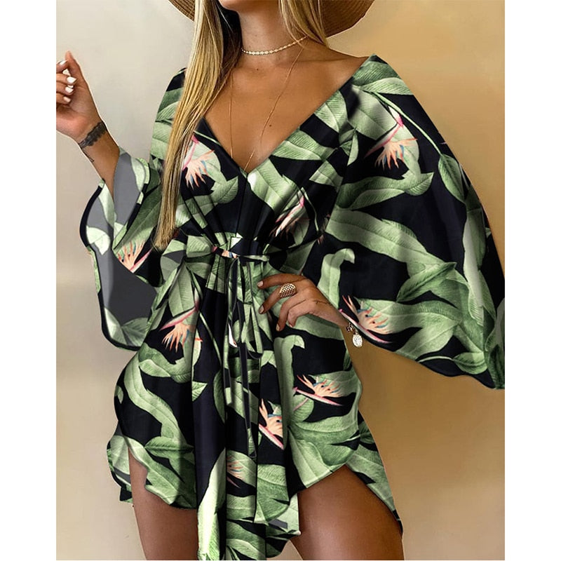 Short Sleeveless Batwing Mini Dress - Pexav