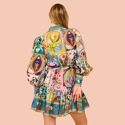 Mini Dress with Vibrant Print - Camila-Multicoloured-S-Nora Luxe