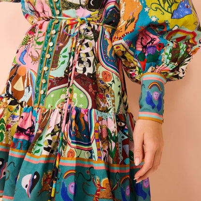 Mini Dress with Vibrant Print - Camila-Multicoloured-S-Nora Luxe