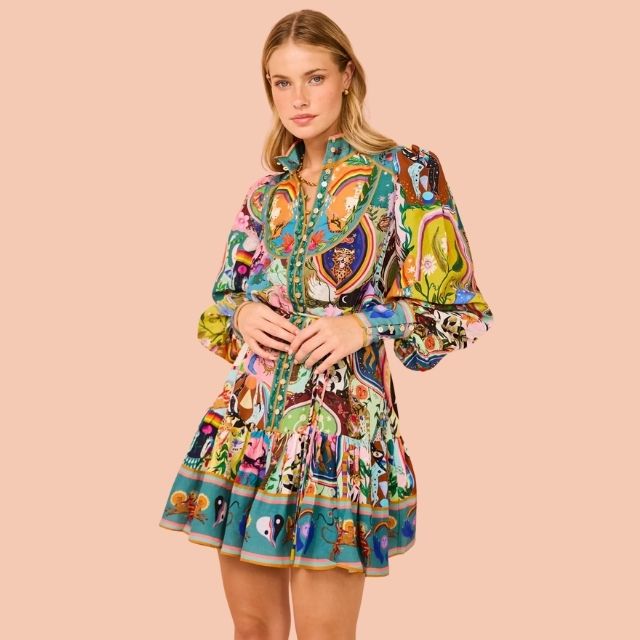 Bright Floral Mini Party Dress - Pexav