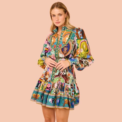 Bright Floral Mini Party Dress - Pexav