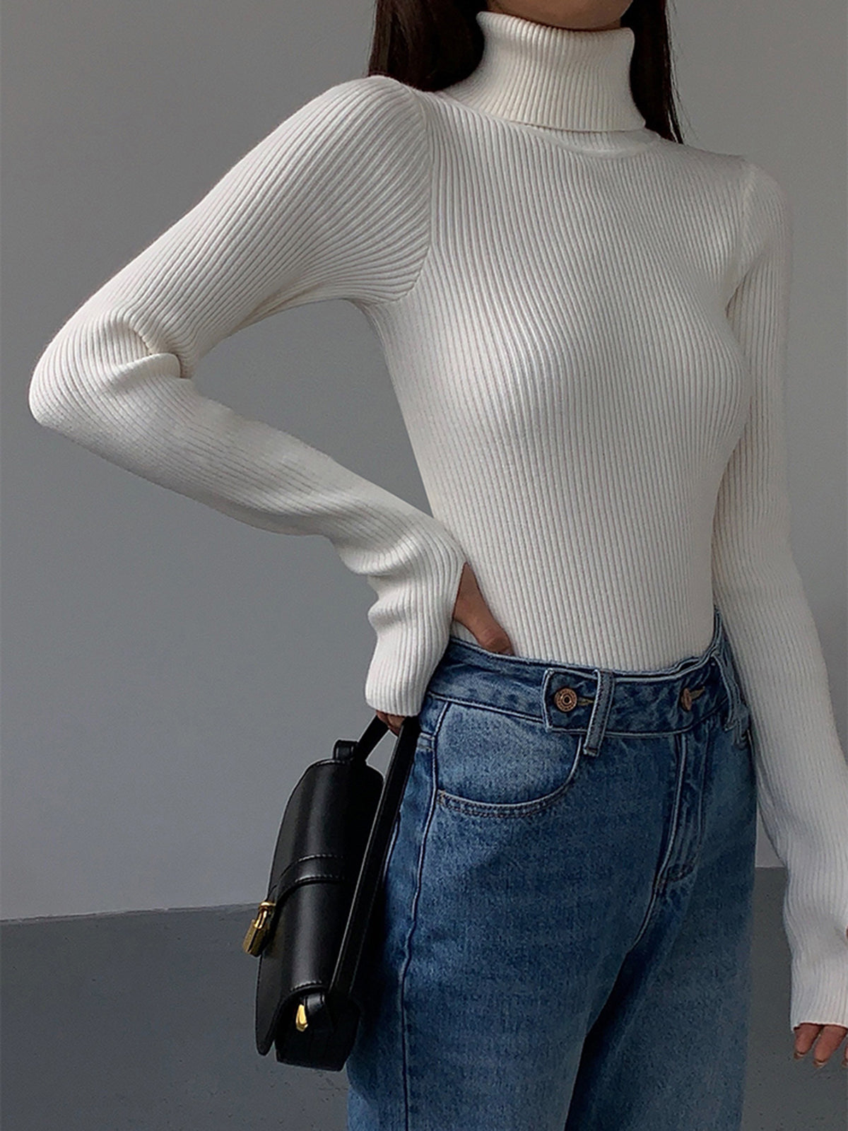 Simple Crew Neck Fit Knit Top