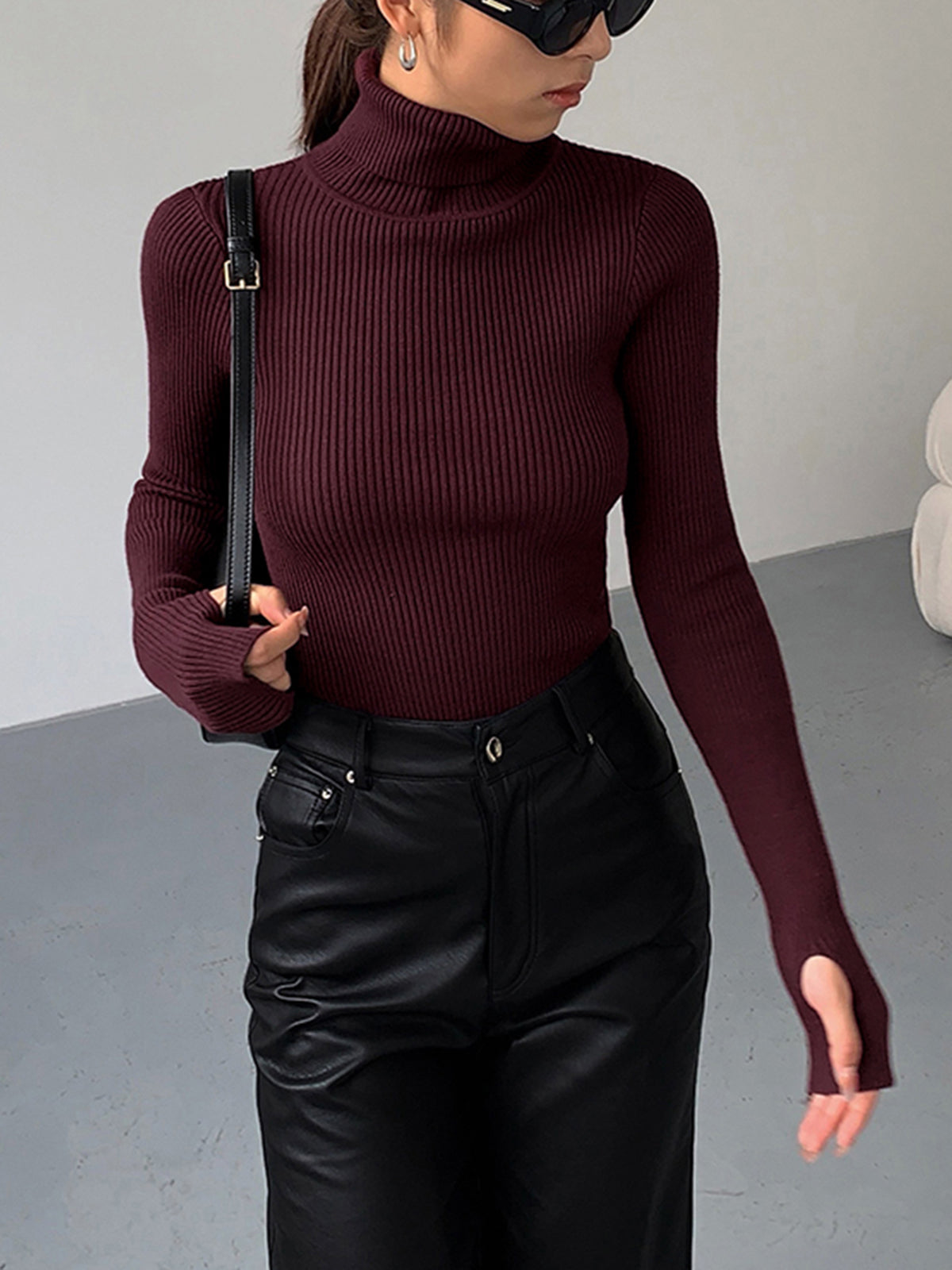 Simple Crew Neck Fit Knit Top