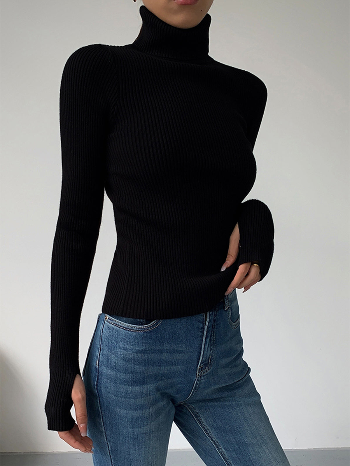 Simple Crew Neck Fit Knit Top