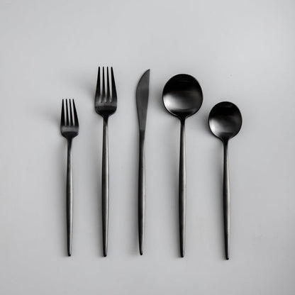 Minimalistic Cutlery for Modern Tables - PureSet-Matte Black-Set for 4 people (20 pieces)-Nora Luxe