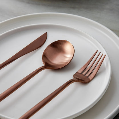 Minimalistic Cutlery for Modern Tables - PureSet-Matte Gold-Set for 4 people (20 pieces)-Nora Luxe